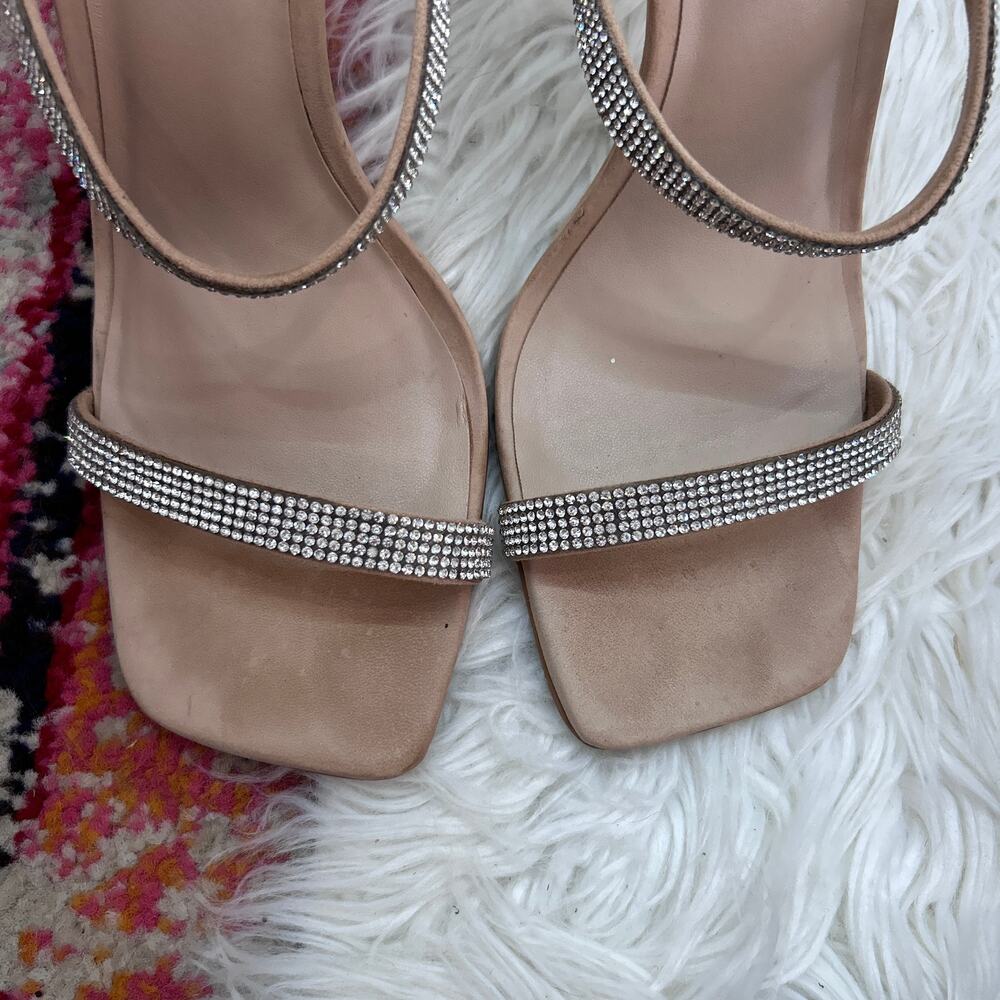 Steve Madden Michele-R Camel Multi Rhinestone High Heel Sandals 9 Square Toe - Picture 4 of 7